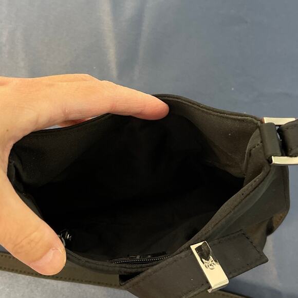 Calvin Klein Black Evening Bag Silver Buckle with Shoulder Strap Great Condition - Picture 4 of 7